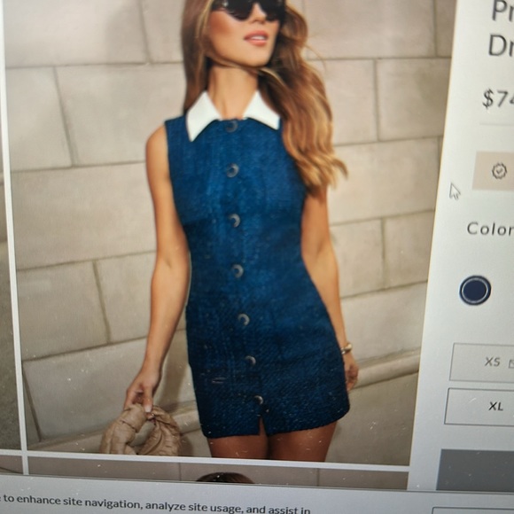 Prim elegance collared Tweed mini dress - Picture 2 of 6